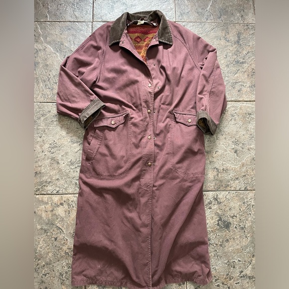Vtg LL BEAN Canvas Trench BARN COAT JACKET Aztec Fleece Sherpa Lining Size PXL - Picture 1 of 14